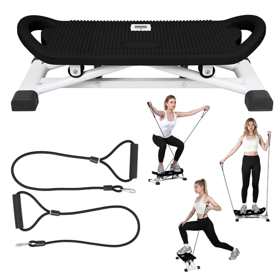 SHUO Y - Ski Balance Trainer with LCD Display, Multifunctional Foldable Step Board with Resistance Bands, Fitness Platform for Full-Body Workouts