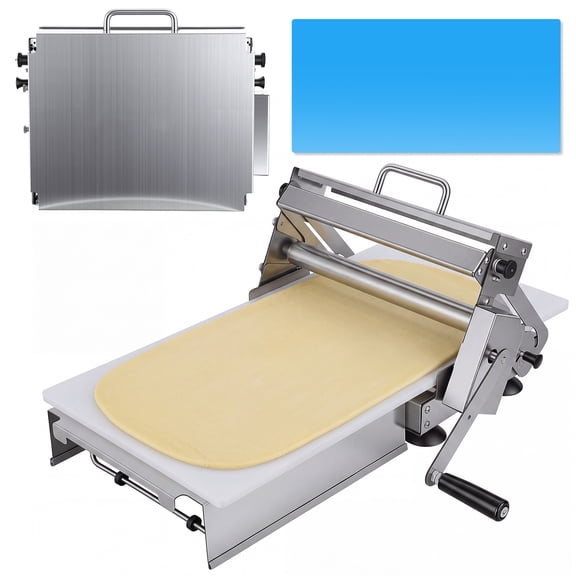 SHUO Y - Stainless Steel Dough Press with 2 Rolling Boards, 12-Inch Dough Roller Machine, Adjustable Thickness Dough Sheeter for Baking Croissants Pizza Pasta