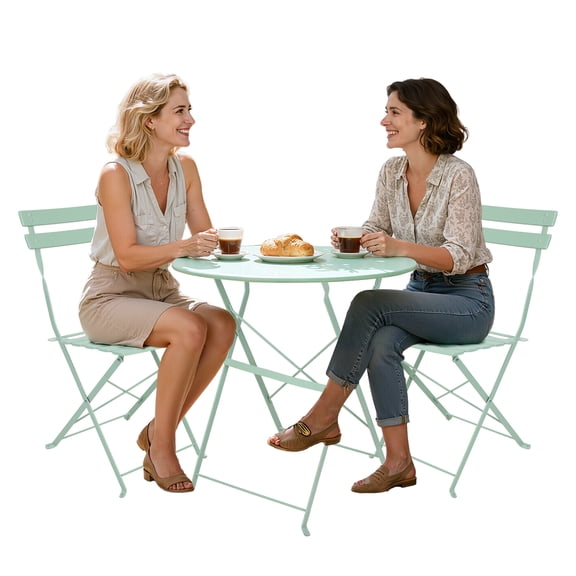 SHUO Y - Table Chair Set, 3 Piece Folding Patio Furniture Set, Outdoor Table and 2 Chairs Set for Patio, Garden, Balcony and Poolside, Green