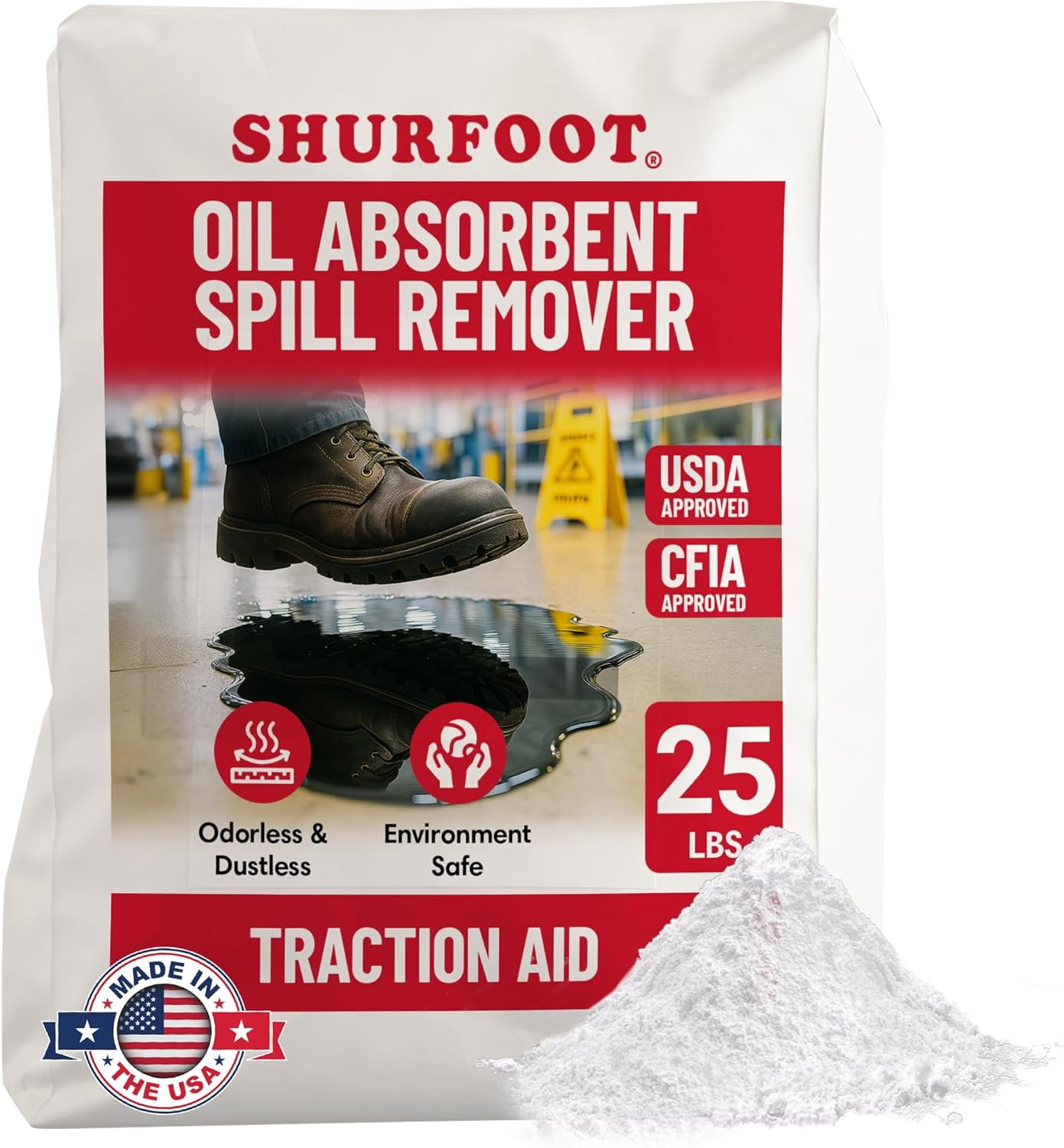 SHURFOOT 25lb Non-Slip Oil Absorbent - Provides Ice Traction & Vapor ...
