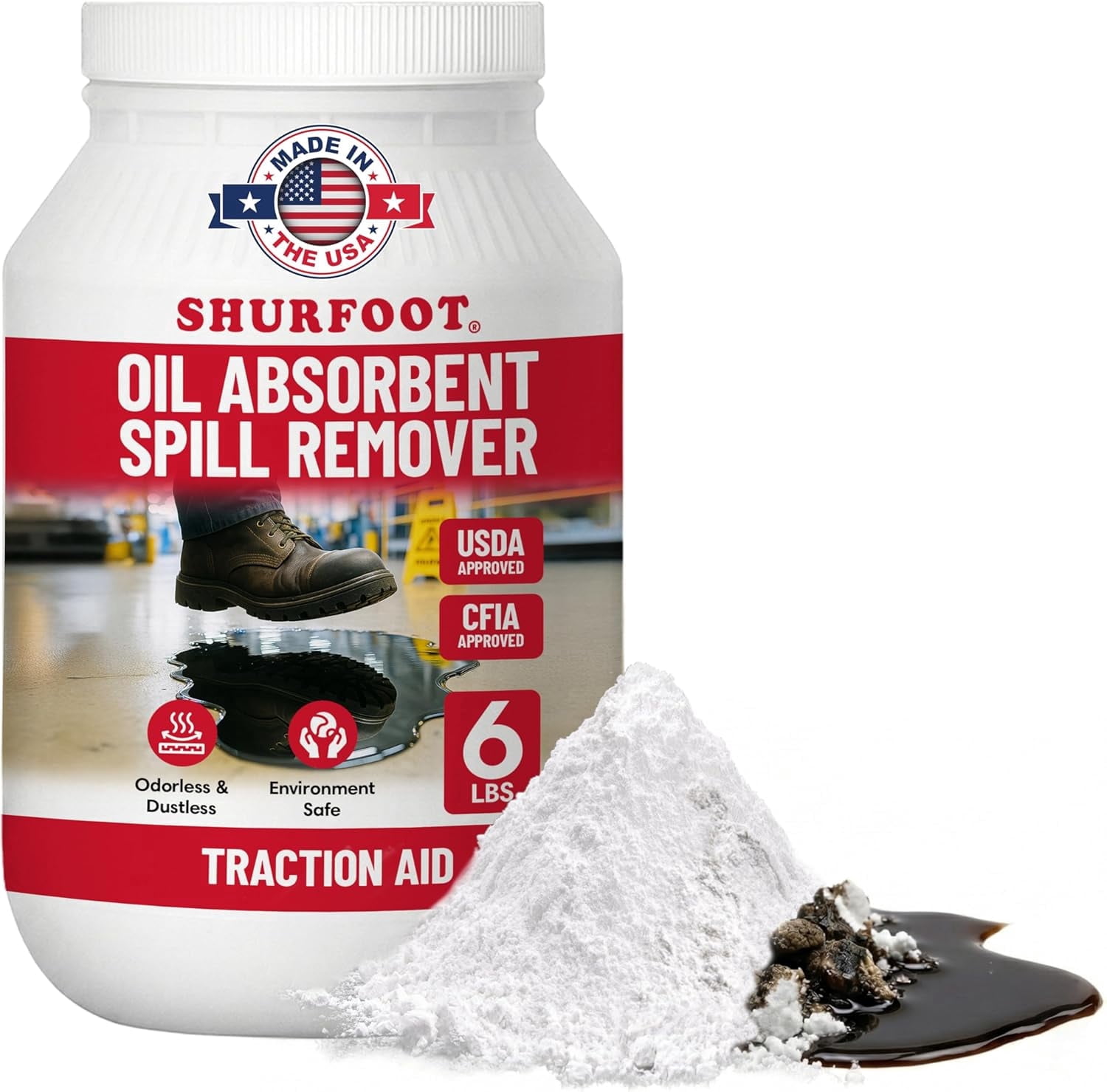 SHURFOOT 6lb Non-Slip Oil Absorbent - Provides Ice Traction & Vapor ...