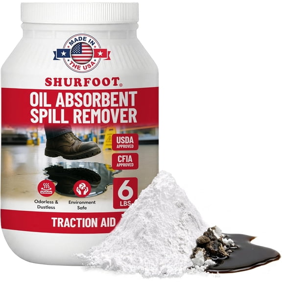 SHURFOOT 6lb Non-Slip Oil Absorbent - Provides Ice Traction & Vapor Suppression - Spill Control for Blood, Water & Oils - Floor Dry Absorbent Odorless - Fire-Safe & Dustless