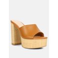 thumbnail image 1 of SHURI Open Toe High Block Heel Sandals in Tan, 1 of 7
