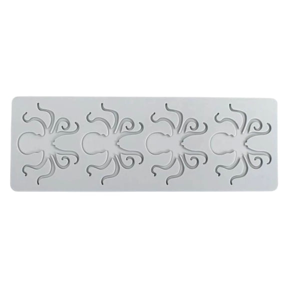 SHURUIMA 4-Cavity Octopus Silicone Decorating Mold, Sea Creature Fondant Mold, Silicone Mold For Chocolate, Sugar Craft, Cake Decorations, 9.92 Inch