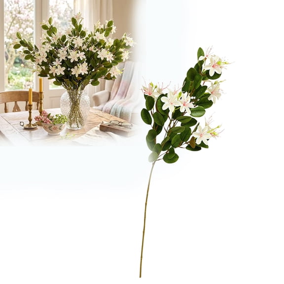 SHURUIMA Artificial White Honeysuckle Flower Stem, Silk Floral Spray with Green Leaves, Durable Single Stem Flower for Vase Home Decor, 29.9 Inch, 1 Piece