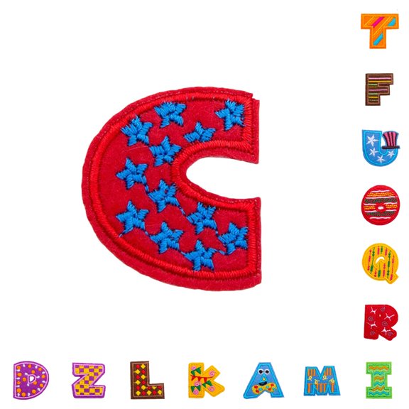 SHURUIMA Colorful Pattern Alphabet Iron On Patches 1.57x1.57 Inch 26 Letters Polyester Letter Applique Stickers For Canvas Tote Pillow Clothing Scrapbook DIY Craft Decor