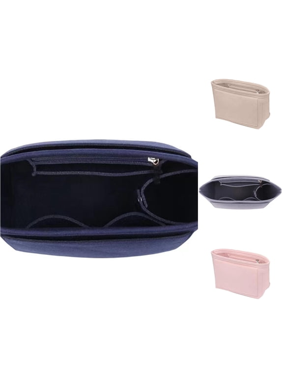 Felt Bag Organizer Insert, Multi Pocket Purse Liner, Handbag Inner Storage Pouch with Zipper, 15.7 X 11.8 X 0.8 Inches, 1 Pack