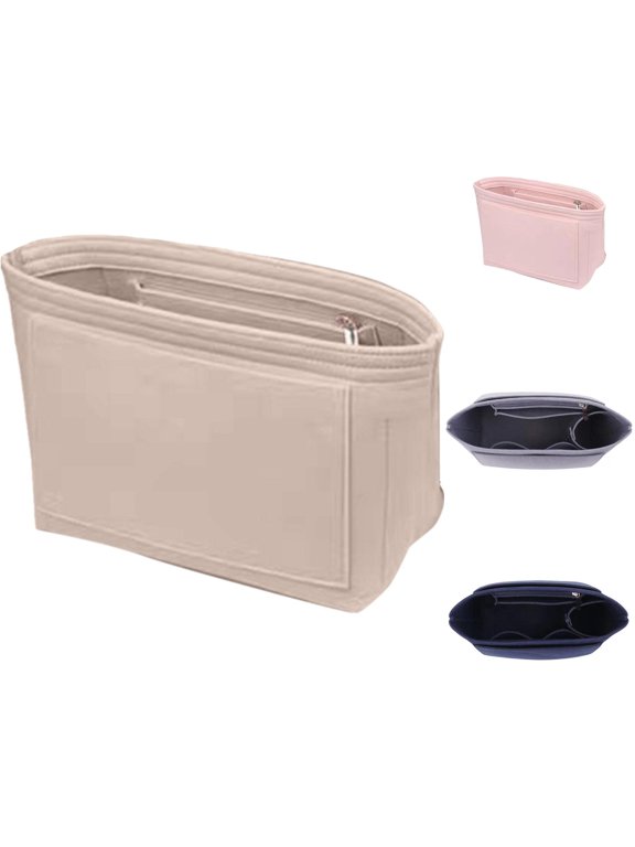 Felt Bag Organizer Insert, Multi Pocket Purse Liner, Handbag Inner Storage Pouch with Zipper, 15.7 X 11.8 X 0.8 Inches, 1 Pack