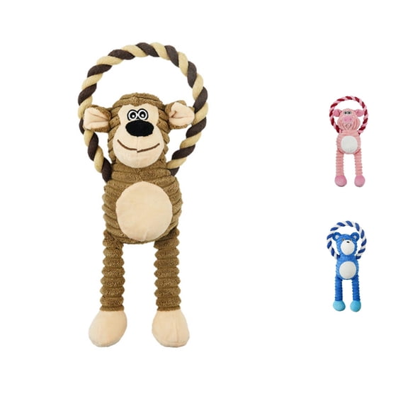 SHURUIMA Fluffy Fur Plush Dog Biting Chew Toy, Durable Stitched Multi Color Interactive Stuffed Pet Play Doll, 12.2 Inch Assorted A/B/C Tone Indoor Outdoor Puppy Fetch Toy, 1 Count