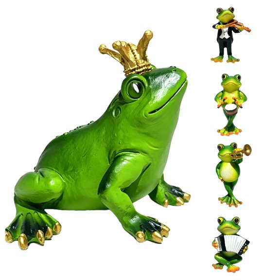 SHURUIMA Frog Band Figurine, Resin Musical Frog Desktop Ornament, Durable Collectible Tabletop Statue, 4.72 Inch, 1 Pack