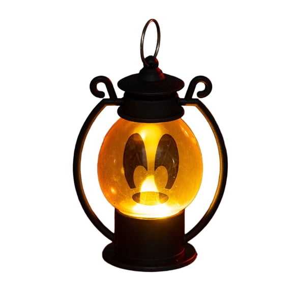SHURUIMA Jack O Lantern Mini LED Halloween Lantern, Durable PP Plastic Glow Pumpkin Face Hanging Lamp, 4.3 X 3.1 Inch Vintage Tabletop & Pendant Seasonal Light Decor, 1 Piece