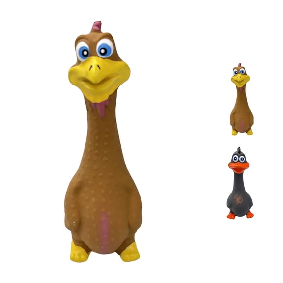 SHURUIMA Latex Screaming Chicken Squeaky Dog Chew Toy, 7.9 Inch Three Color Large Medium Breed Interactive Molar Play Accessory, 1 Count