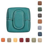 SHURUIMA Mini PU Leather Coin Purse, Multi Color Small Storage Pouch with Stitched Flap, Holds Keys Loose Change, 3.9 X 3.9 X 1.2 Inch