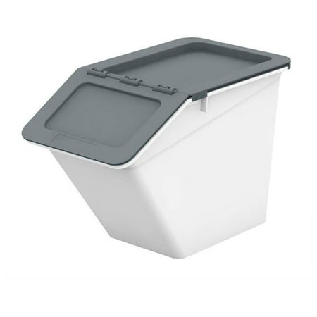 LDS B1997797 Polypropylene Shutter Nest & Stack Storage Bin - 8.875 x 16.125 x 11.25 in. - White & Gray
