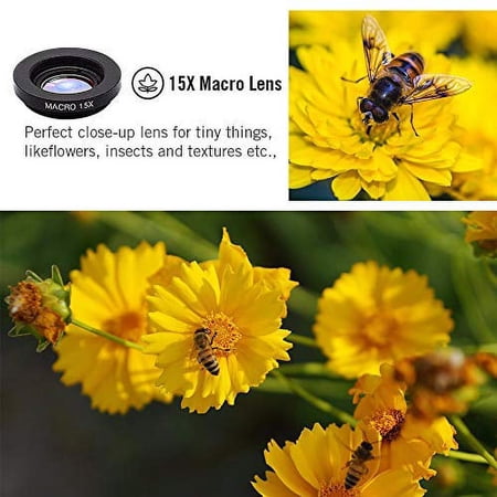 SHUTTERMOON Camera Lens Kit 5 in 1 Fisheye/Telephoto/Wide Angle/Macro for iPhone, Black, Multipack