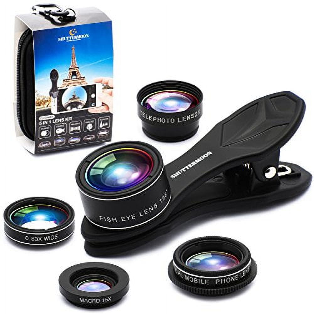 SHUTTERMOON Upgraded 5 in 1 Phone Camera Lens Kit for iPhone