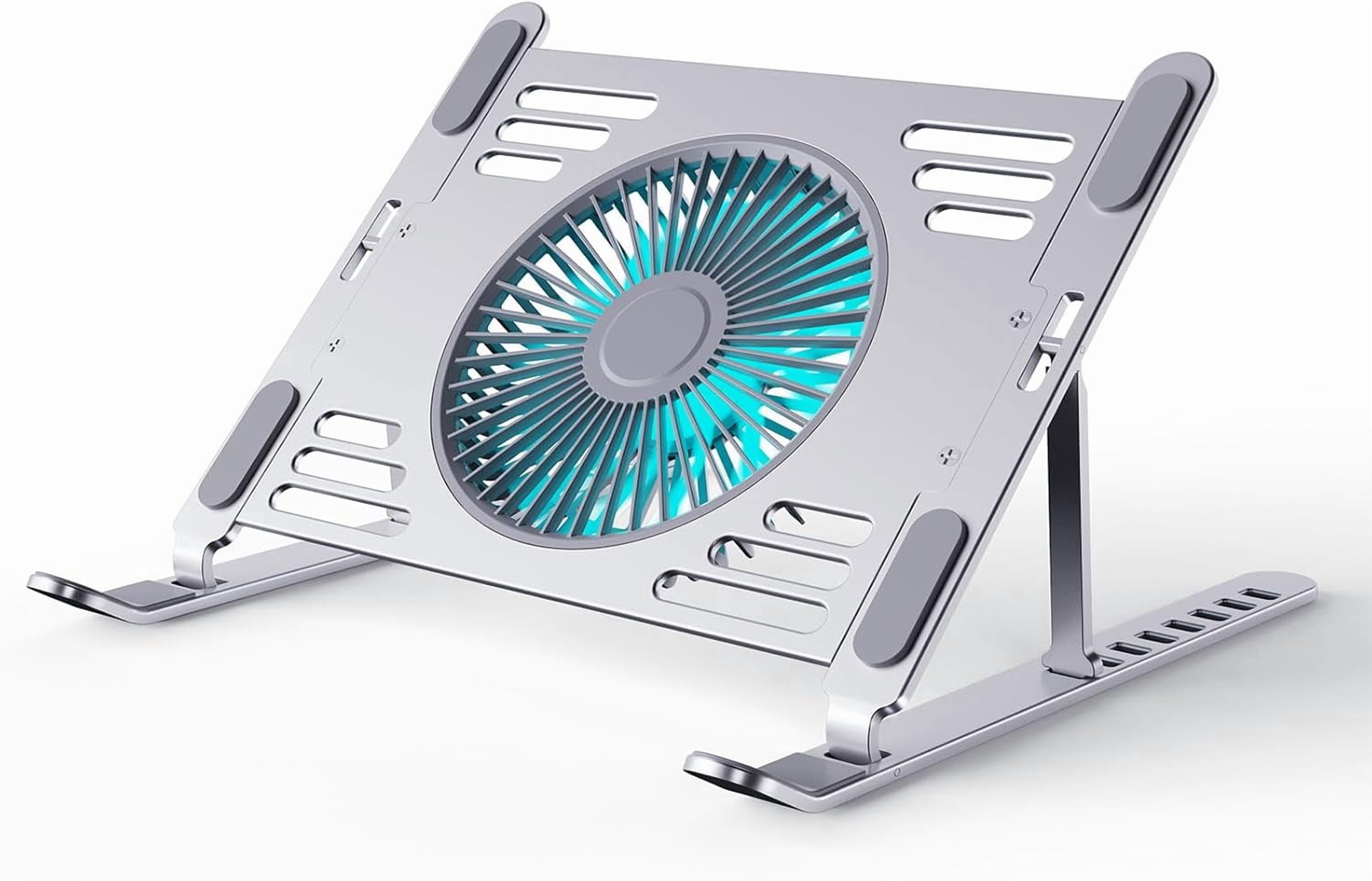 Portable Laptop Cooling Stand, Foldable & Adjustable Aluminum Stand with 3 Speed Powerful Quiet Fans, Ultra-Lightweight Ergonomic Cooling Pad for 17.3" Laptops (Silver, for 17.3" Laptop)