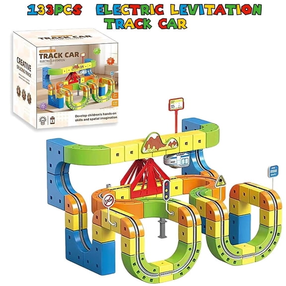 SHUWND 133Pcs Magical Track Train Set Rechargeable 3D Electric Levitation Building Track Toy Electric Train Construction Tracks Toy