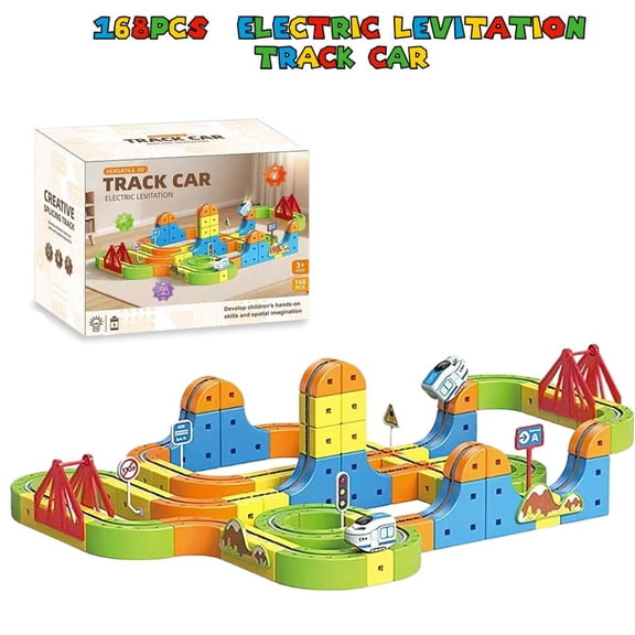 SHUWND 168Pcs Magical Track Train Set Rechargeable 3D Electric Levitation Building Track Toy Electric Train Construction Tracks Toy