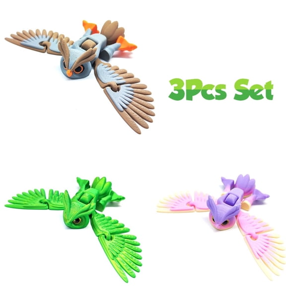 SHUWND 3 Style 3D Printed Owl Animals Fidget Toys Set