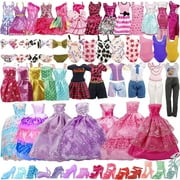 SHUWND 35 Pack Handmade Doll Clothes Including 5 Wedding Gown Dresses 5 Fashion Dresses 4 Braces Skirt 3 Tops and Pants 3 Bikini Swimsuits 15 Shoes for Doll and Other11.5 Inch Dolls