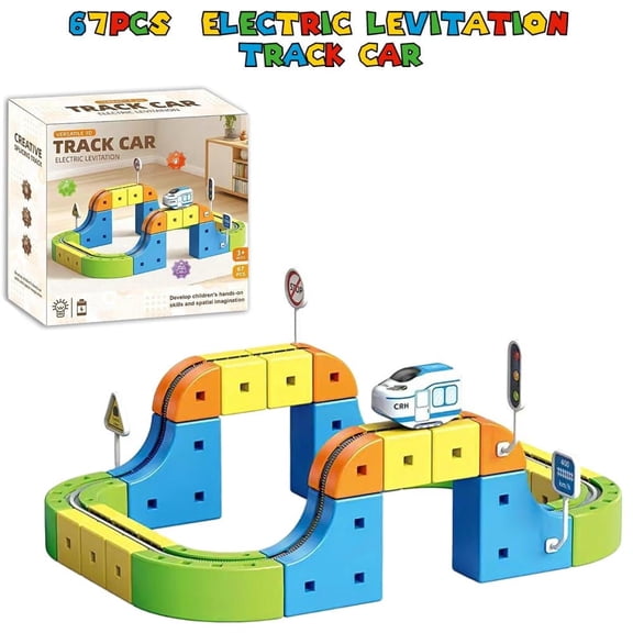 SHUWND 67Pcs Magical Track Train Set Rechargeable 3D Electric Levitation Building Track Toy Electric Train Construction Tracks Toy