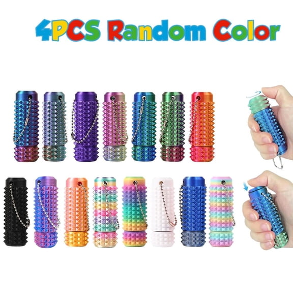 SHUWND Pain Fidget 4PCS Random Color – Pain Stim Tool Spiky Sensory Fidget Toys for Adults Anxiety Relief, 3D Printed Grippie Keychain for Focus & Skin Picking, Stress Relief Gift for Teens