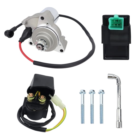 SHUmandala 3 Bolt Starter Motor & Solenoid Relay & CDI for 50cc 70 cc 90cc 100 cc 110cc 125 cc ATV Dirt Bikes Go Karts Chinese Pit Bike