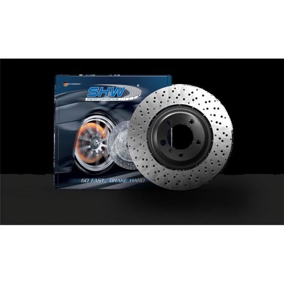 SHW 20-21 Porsche 718 Cayman GT4 4.0L Left Front Drill-Dimp Lightweight Brake Rotor (98135140581)