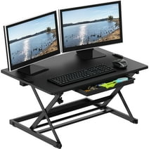 SHW 32 Over Desk Height Adjustable Standing Desk with Drawer, Black