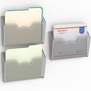 SHW 3PK Single Pocket Wall Mount File Holder, Silver