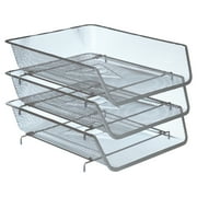 SHW 3PK Stackable Single Layer Document Tray, Silver