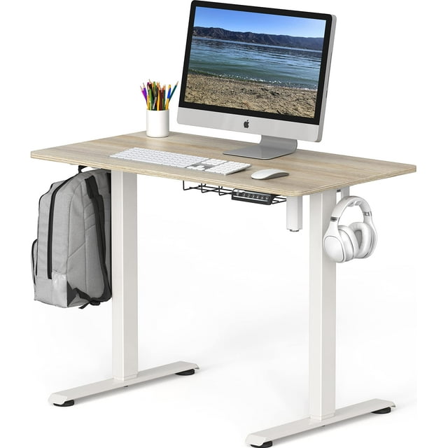 SHW 40Inch Electric Height Adjustable Standing Desk with Power Lift
