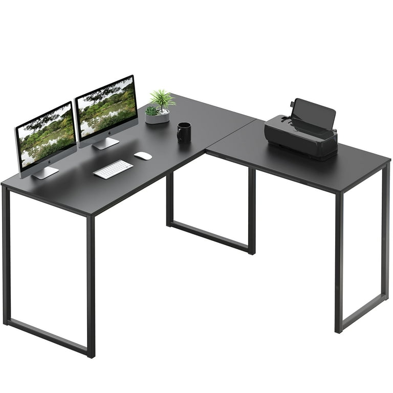 SHW 48 Inch Mission L Shaped Home Computer desk Black