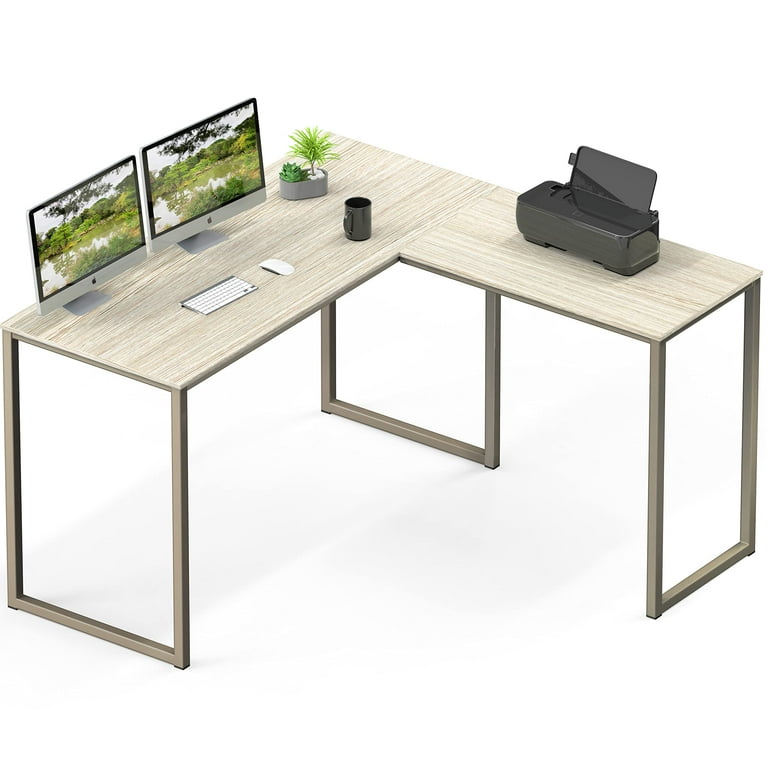 SHW 48 Inch Mission L Shaped Home Computer desk Maple