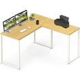thumbnail image 1 of SHW 48-Inch Mission L-Shaped Home Computer Desk, Oak, 1 of 5
