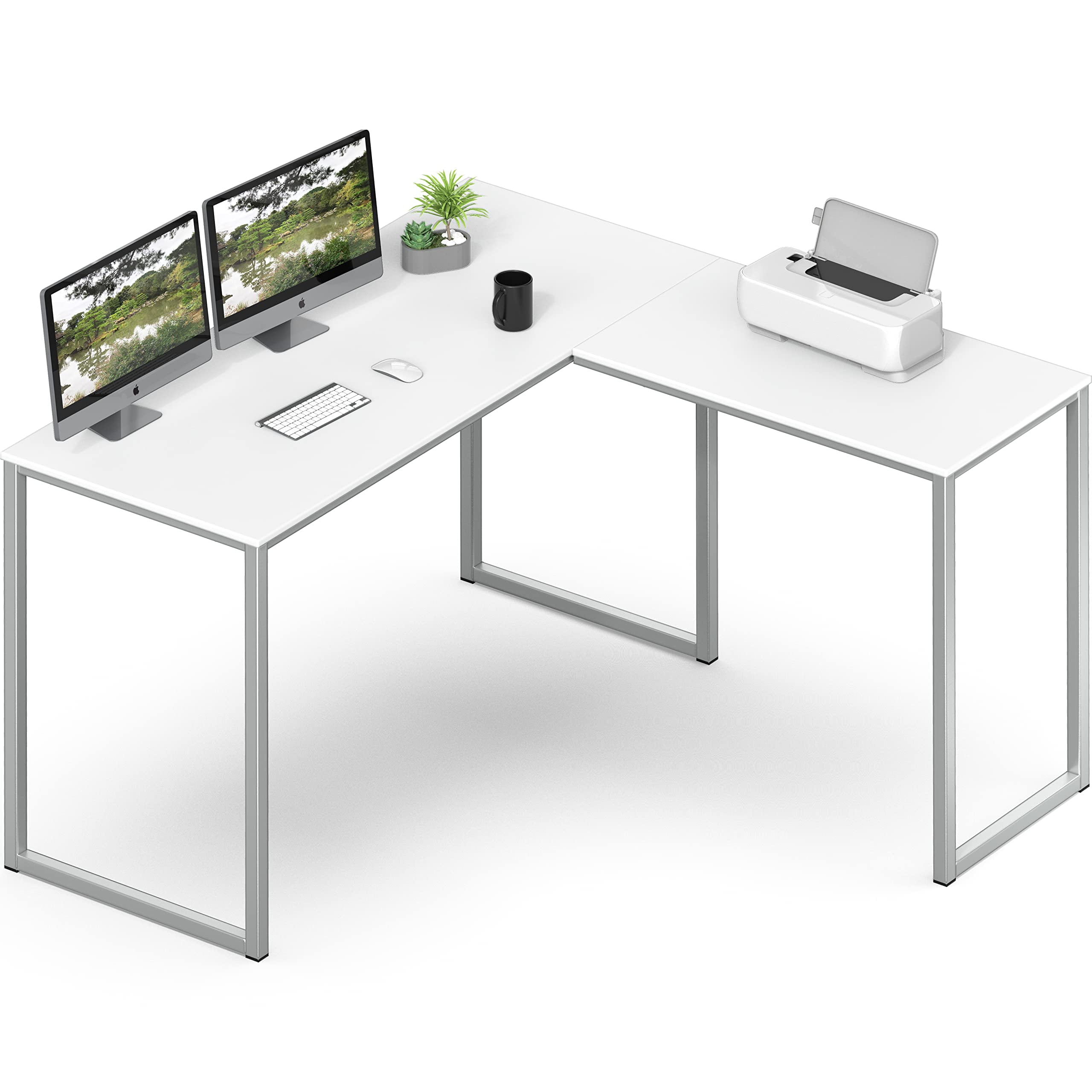 SHW, 48Inch Mission LShaped, Stylish Home Computer Desk in White