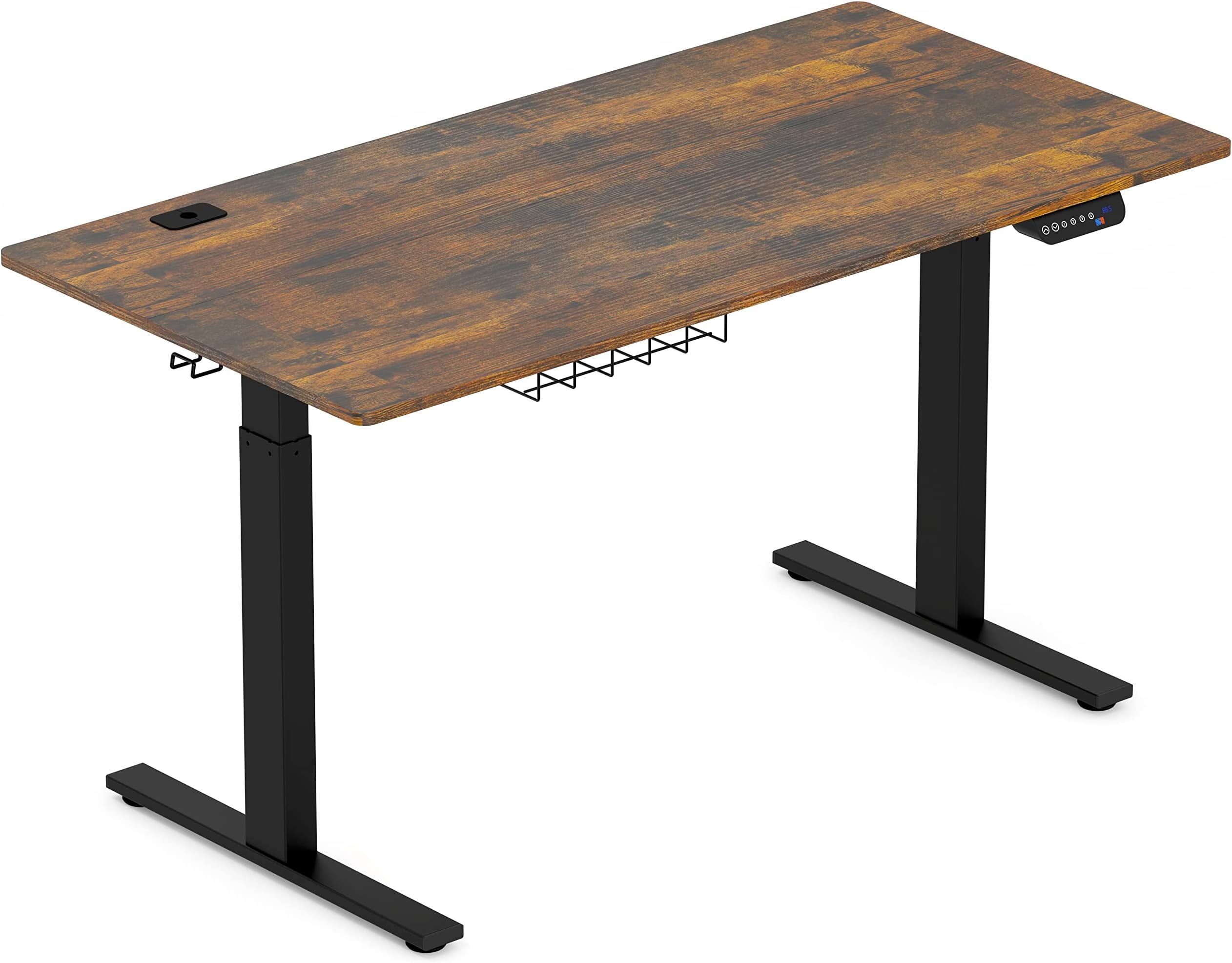 SHW 55Inch Electric Height Adjustable Standing Workstation, Rustic