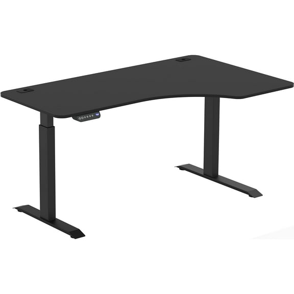 SHW 55-Inch L-Shaped Electric Height Adjustable Standing Desk with Right Facing Corner, Black