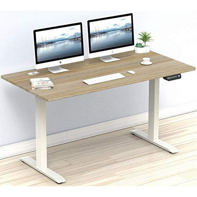 SHW Memory Preset Electric Height Adjustable Standing Desk, 48 x 24 Inches,  Walnut