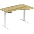 SHW 55Inch Electric LShaped Lift Desk, Height Adjustable, Oak