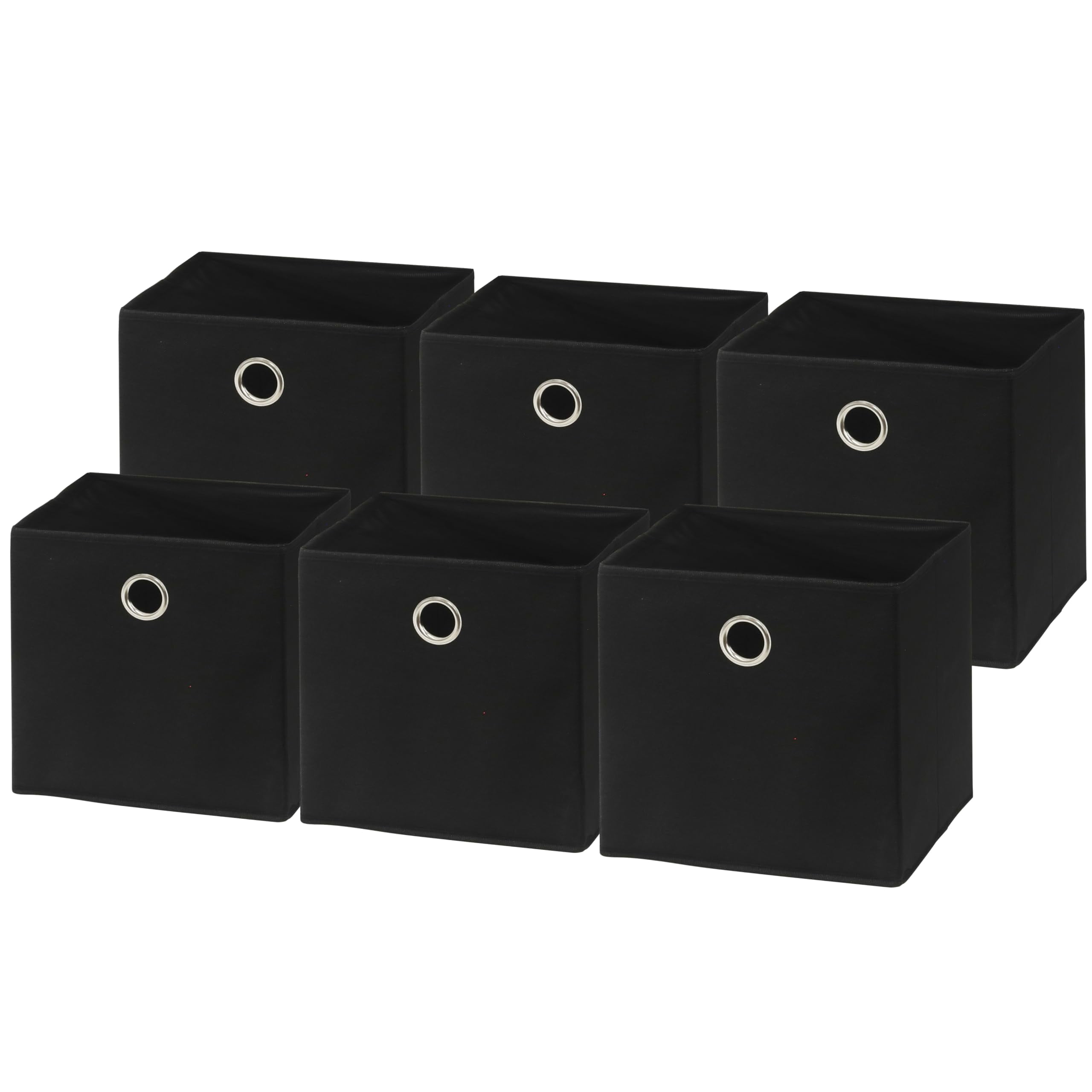 SHW 6 Pack Printing Fabric Cube Storage Bin with Handle, Black