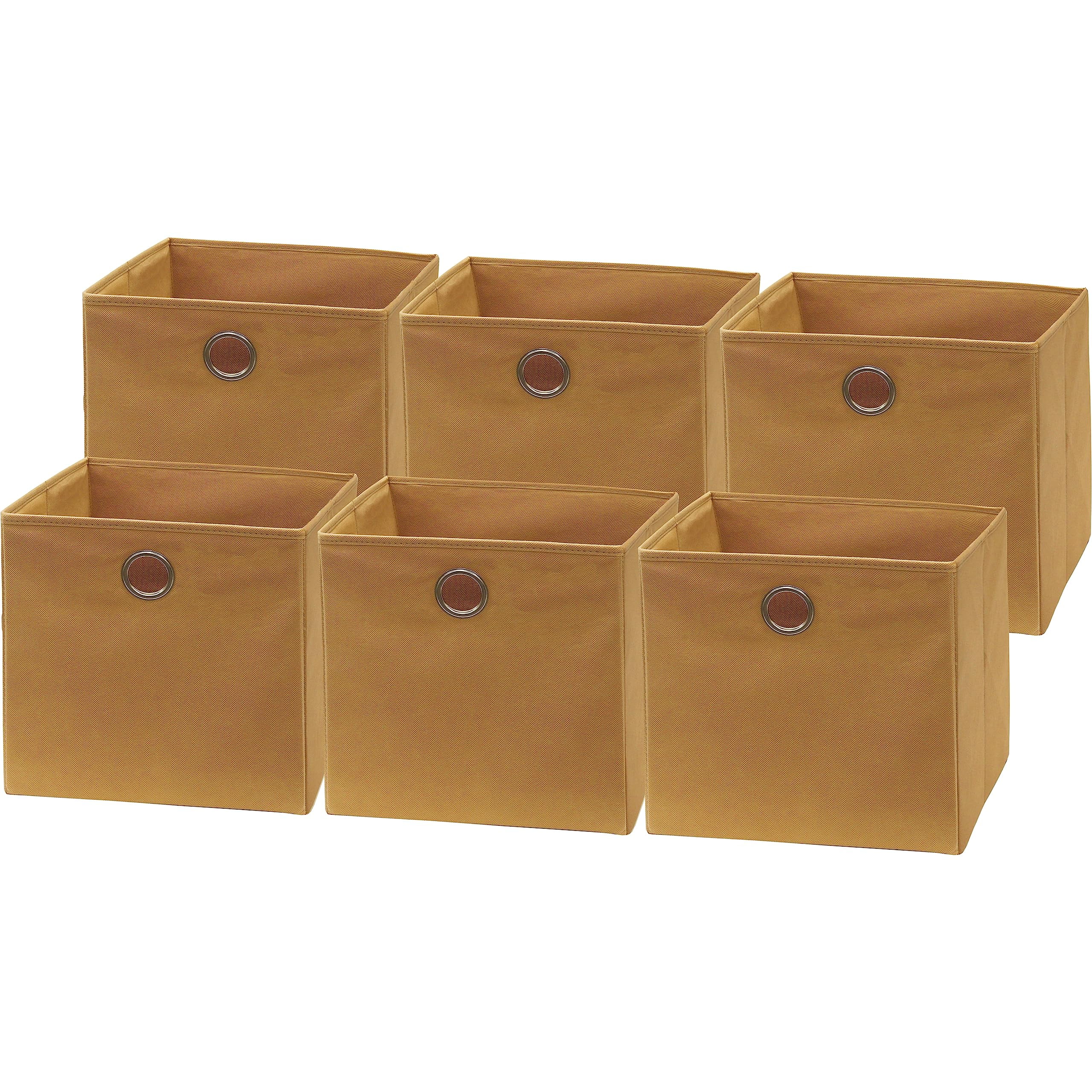 Simple Houseware Cube Baskets with Handles, 6 Pack, Tan - Walmart.com