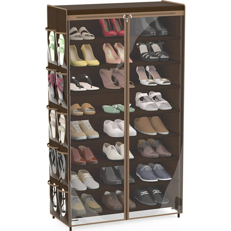 SHW Simple Houseware 8 Tier Vertical Shoe Rack Freestanding Sneaker Shelf Organizer with Cover Bronze Walmart