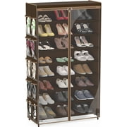 SHW 8 Tiers Shoe Rack with Cover, Bronze