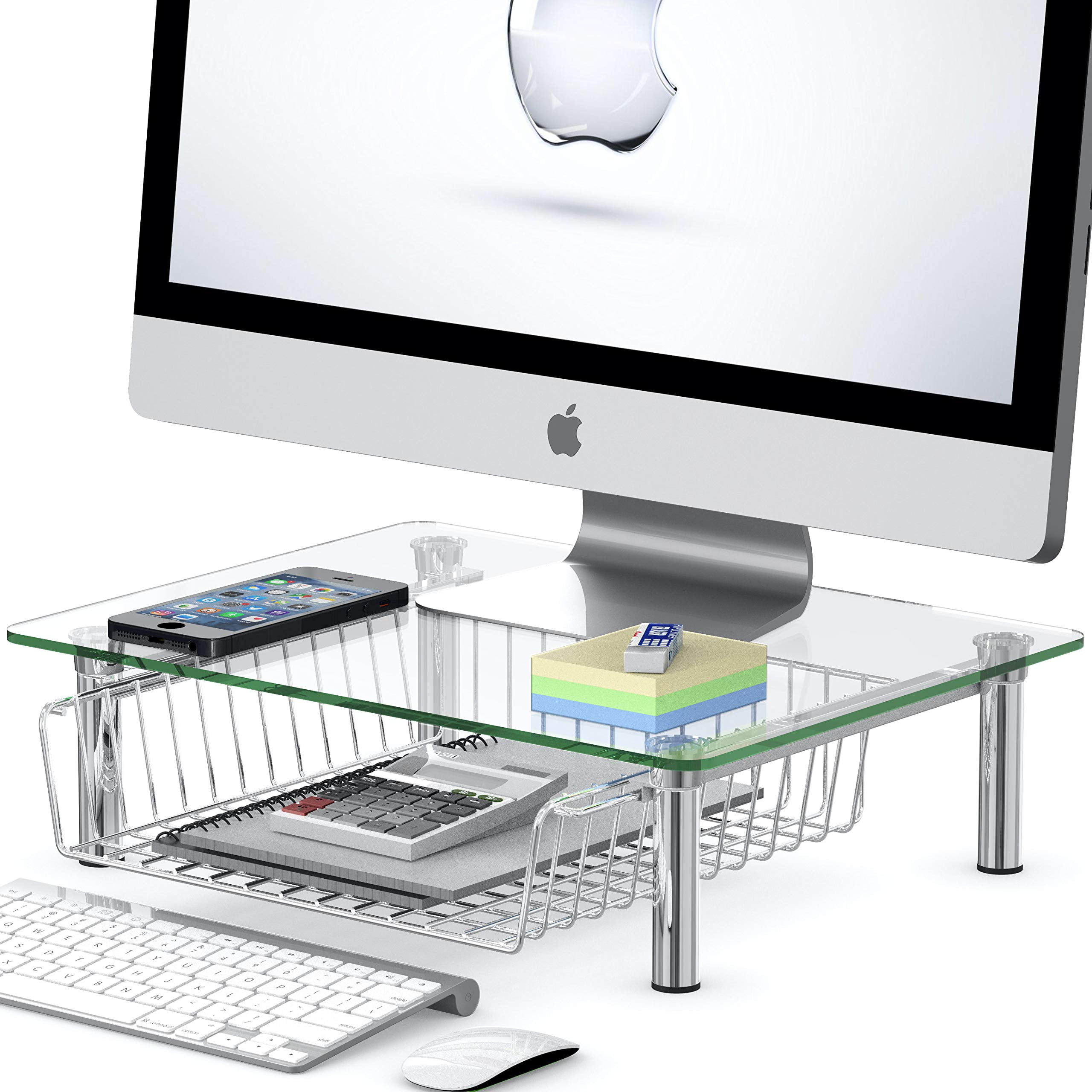 Simple Houseware Desk Monitor Stand Riser with Adjustable Organizer Tr
