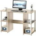 SHW Cyrus 38Inch Desk with 2 Sides Shelves, Maple
