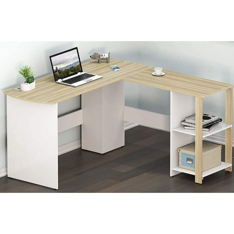 Shw cyrus l desk with shelves deals