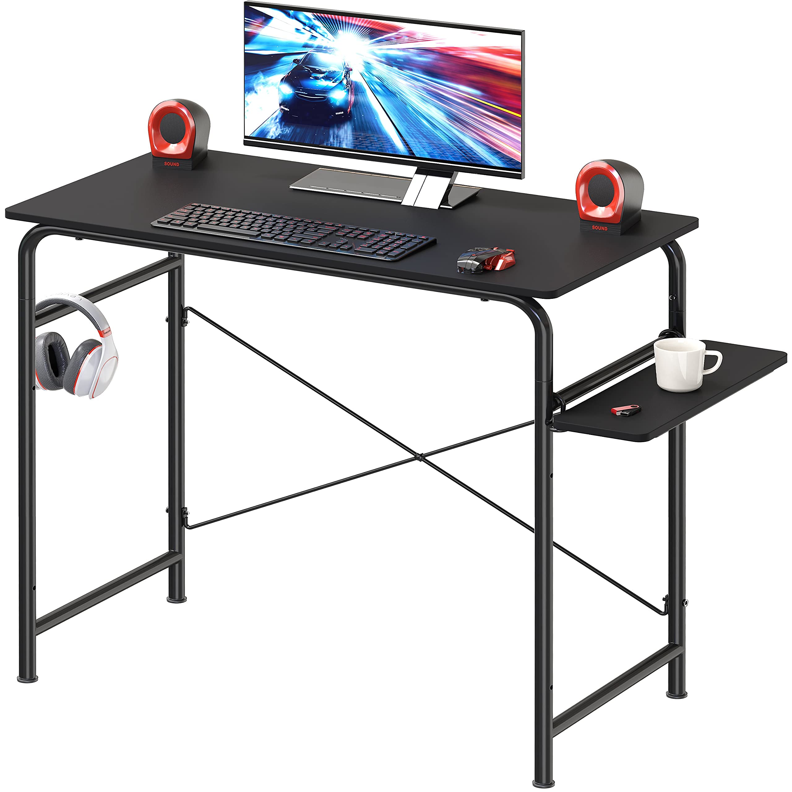 Lorell, Upper Shelf Laminate Computer Desk, 1 Each