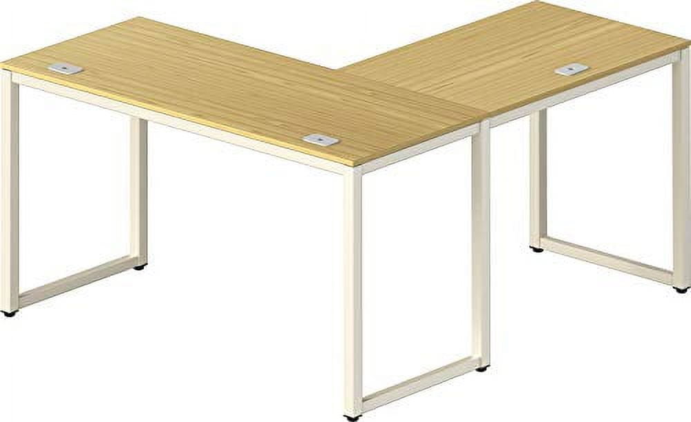 Modern Oak L-Shaped Corner Computer Desk with Engineered Wood Top
